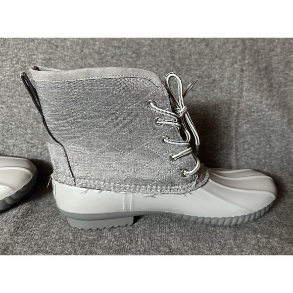 Marley Lilly Boots Womens 10 Gray Monogram Rain Duck Lace Up Logo Outdoor Hiking - Picture 6 of 6